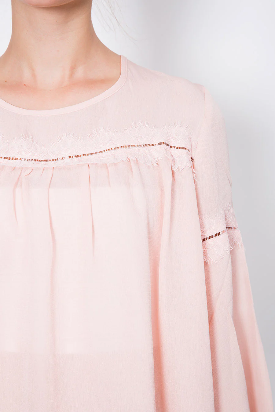 Crepe Top with Lace Trimming - Image 4