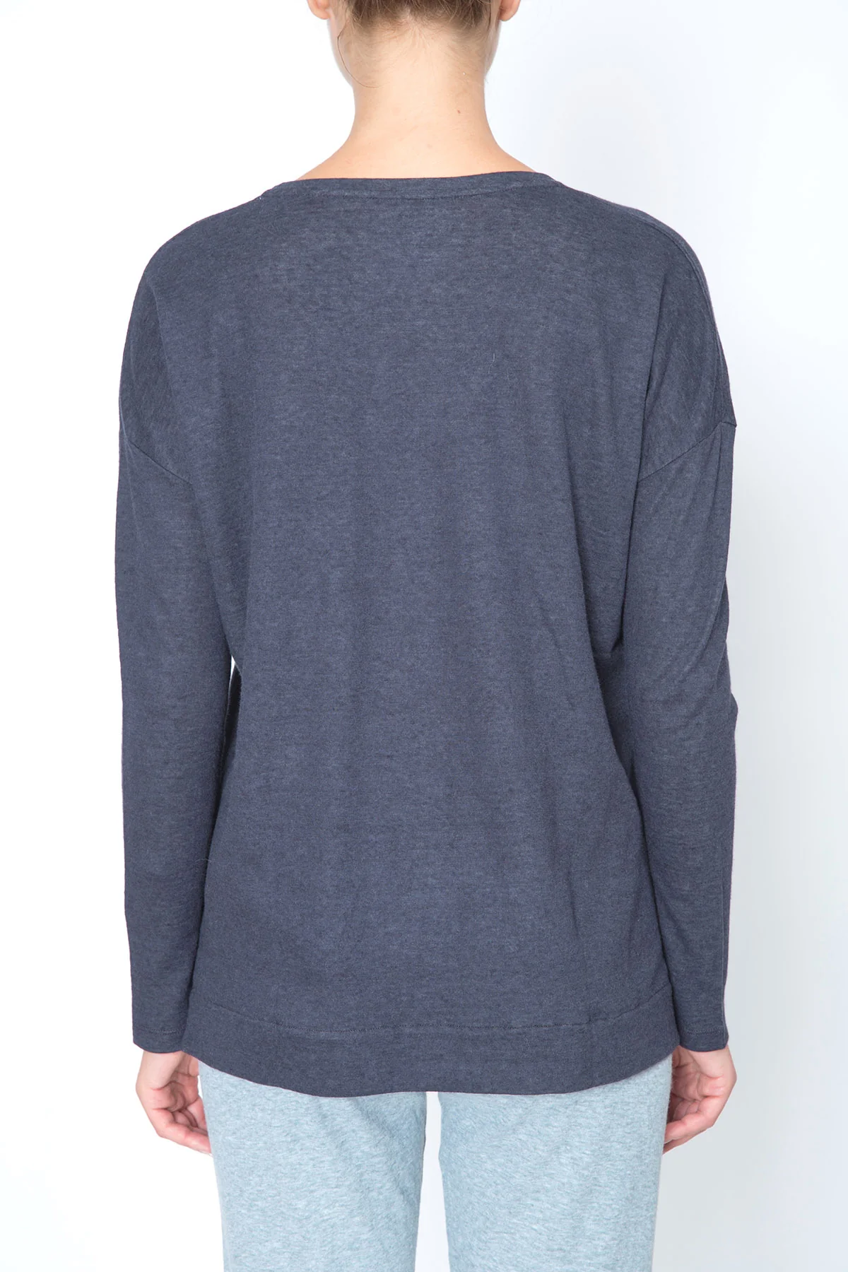 Deep Neck T-shirt with Long Sleeves - Image 3