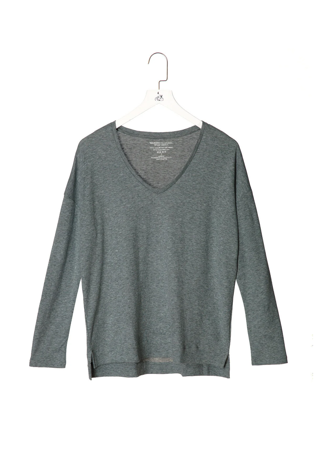 Deep Neck T-shirt with Long Sleeves - Image 7