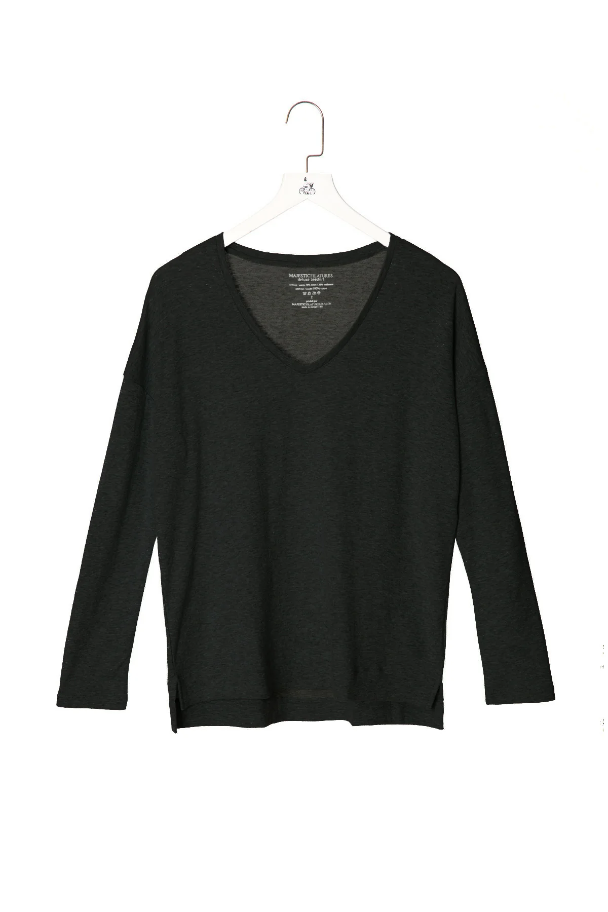 Deep Neck T-shirt with Long Sleeves - Image 8