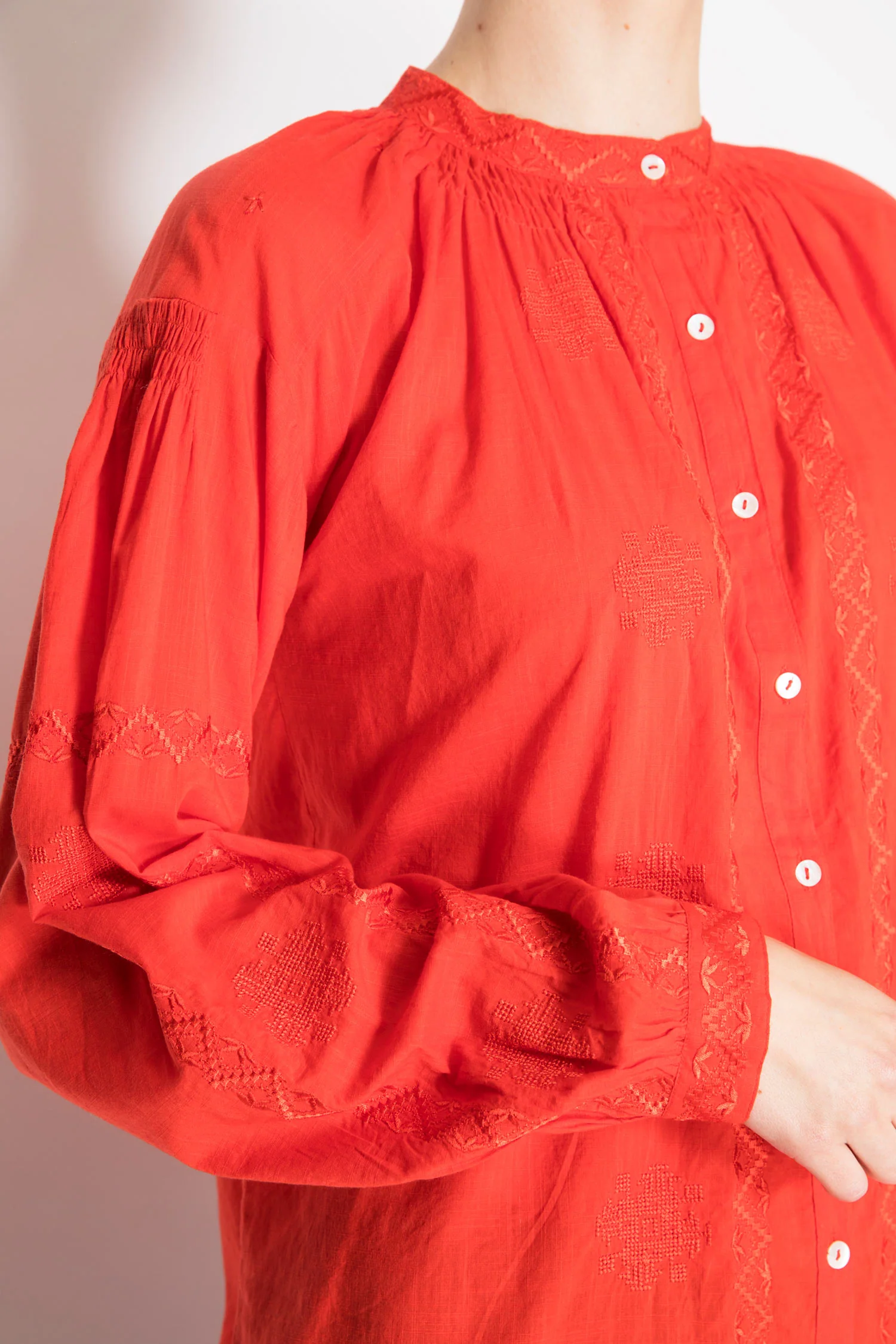 Long-sleeve Embroidered Blouse - Image 3